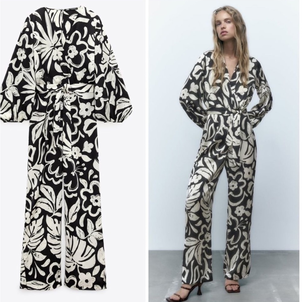 Zara Long Print Jumpsuit Floral NWOT